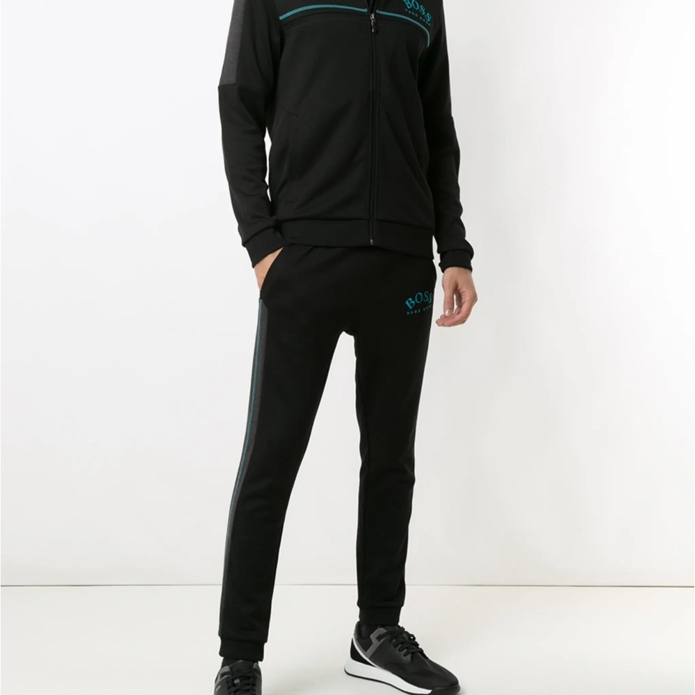 Black Tracksuit with Teal Accents